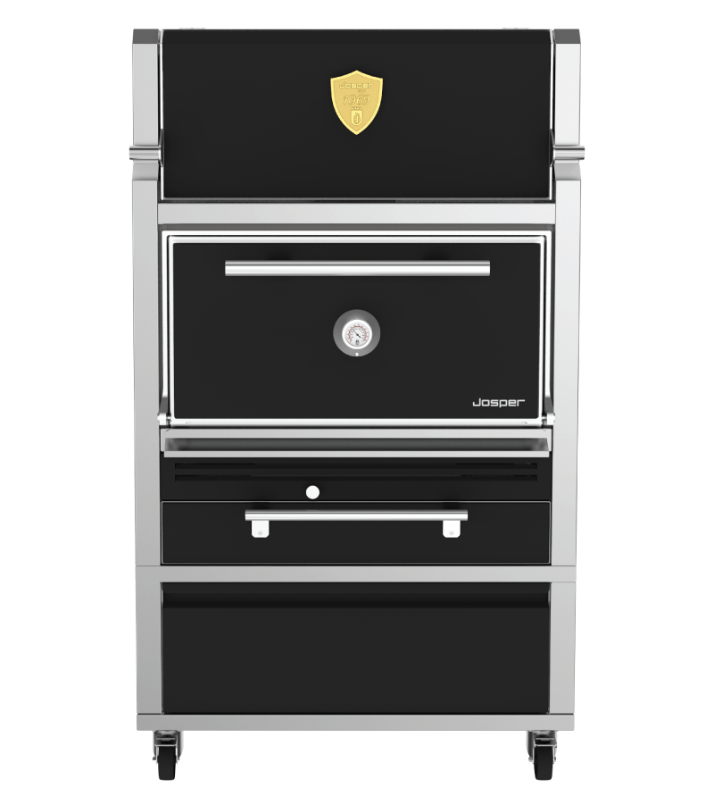 Josper HJA-PLUS-L175-HCTD large model charcoal oven with hot cabinet, table and drawer.