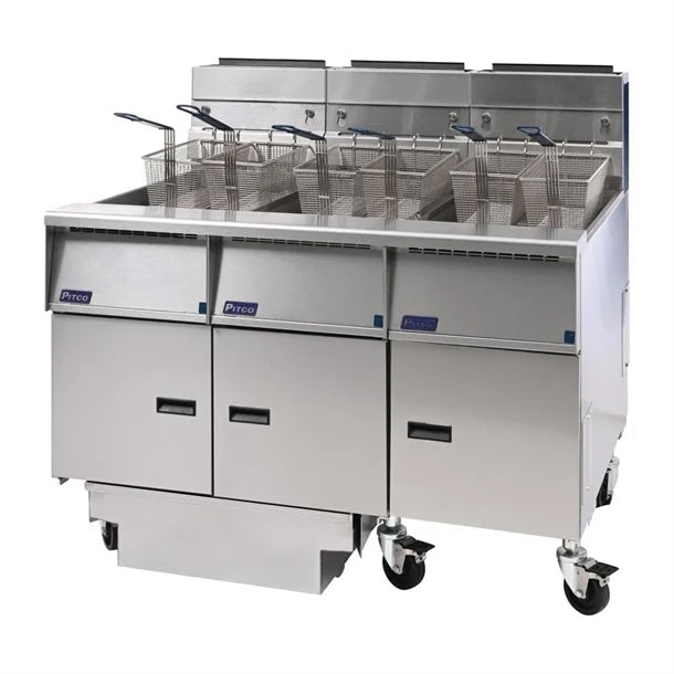 Pitco SG14RS/FD-FFF solstice gas 3 vat fryer with built in oil filtration