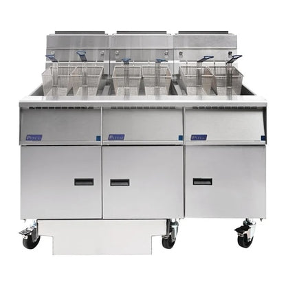 Pitco SG14RS/FD-FFF solstice gas 3 vat fryer with built in oil filtration