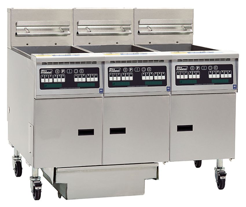 Pitco SGH50/FD-FFF 3 vat fryer with built in oil filtration